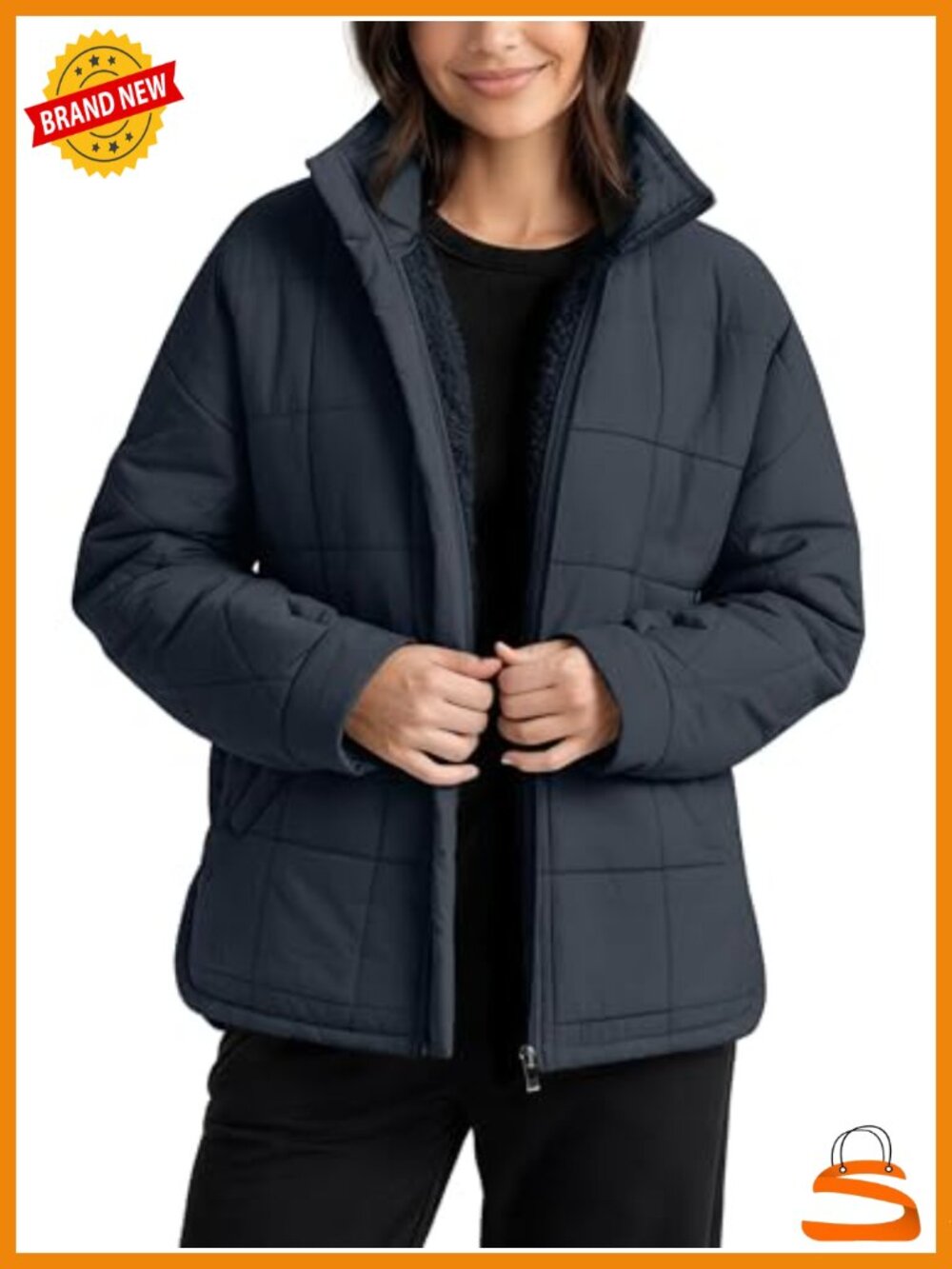 Sherpa Lined Insulated Jacket Full Zip Split Hem Long Sleeve Winter Coat with